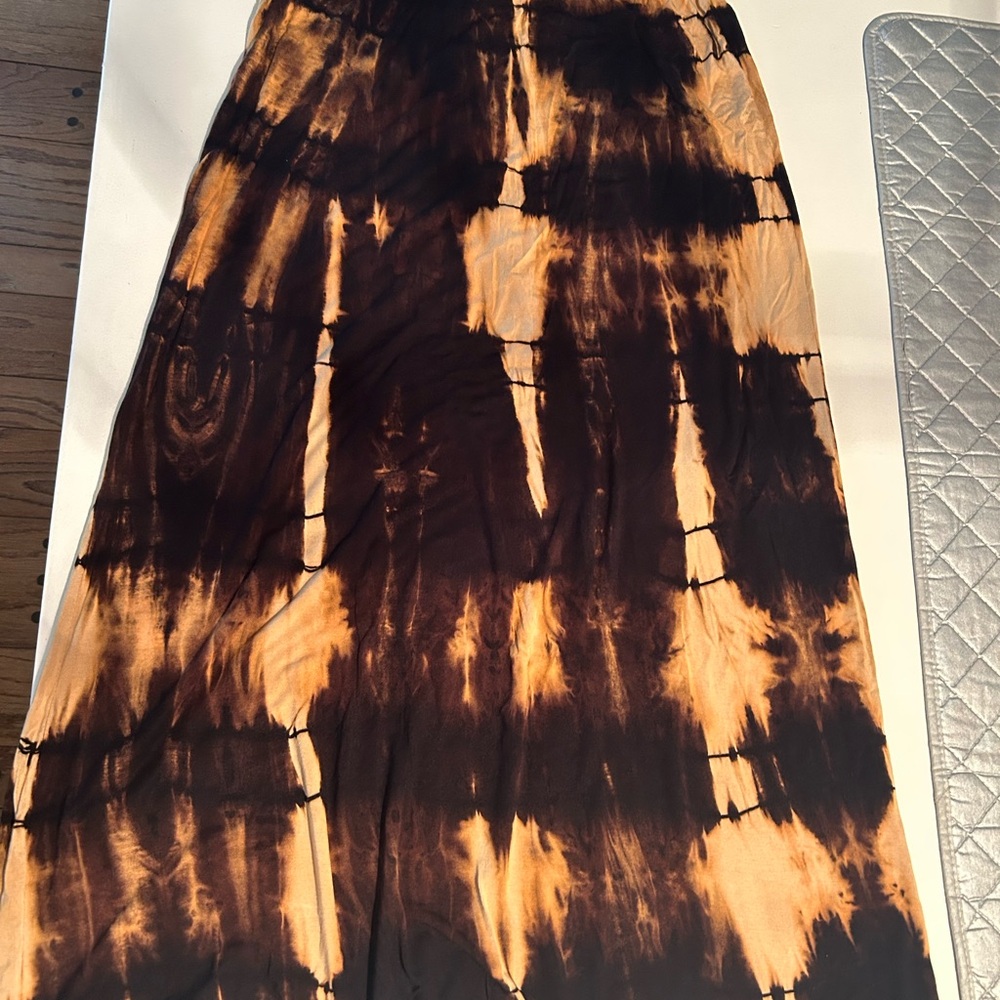 Tie-Dye Black and Orange Maxi Skirt